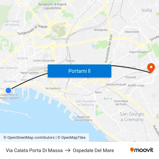 Via Calata Porta Di Massa to Ospedale Del Mare map