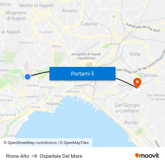 Rione Alto to Ospedale Del Mare map