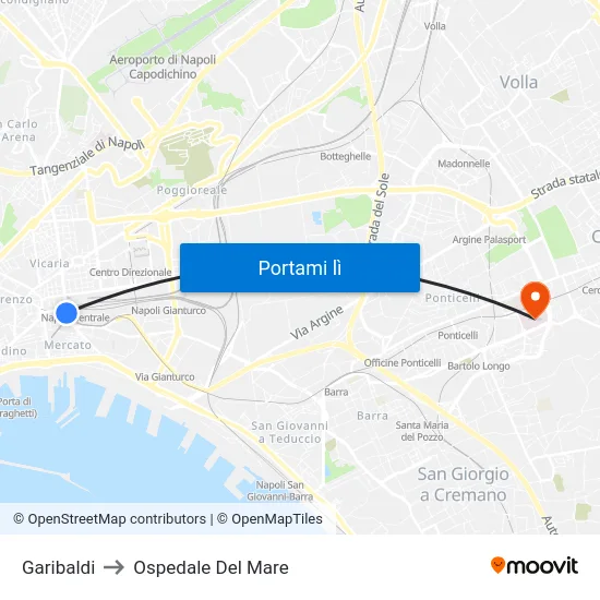 Garibaldi to Ospedale Del Mare map
