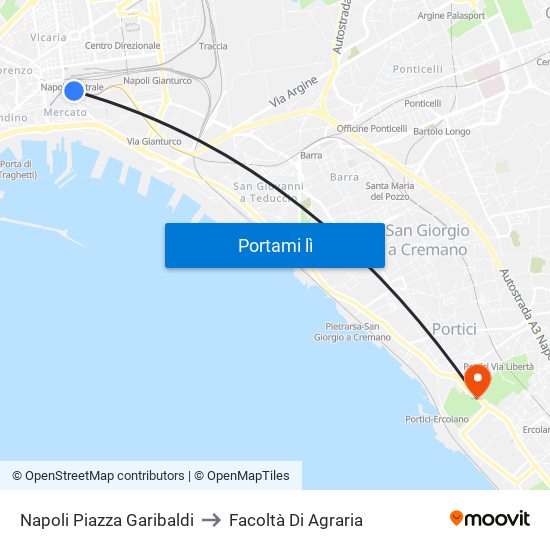 Napoli Piazza Garibaldi to Facoltà Di Agraria map