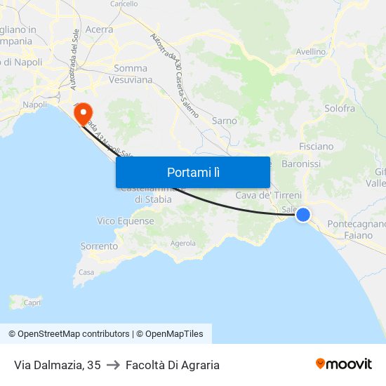 Via Dalmazia, 35 to Facoltà Di Agraria map