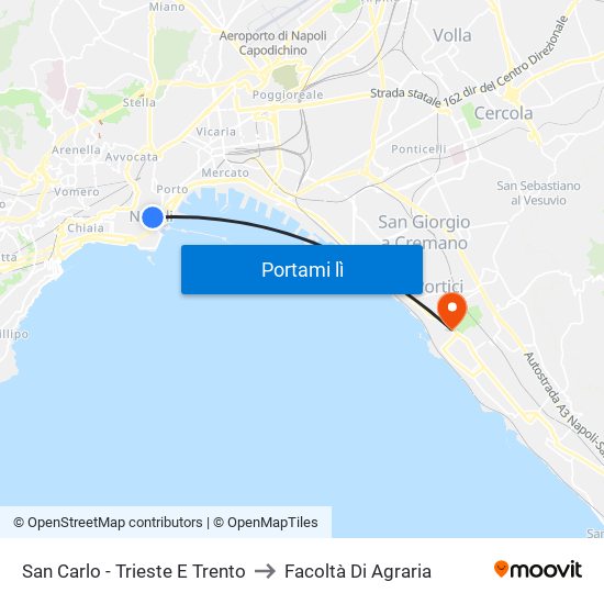 San Carlo - Trieste E Trento to Facoltà Di Agraria map