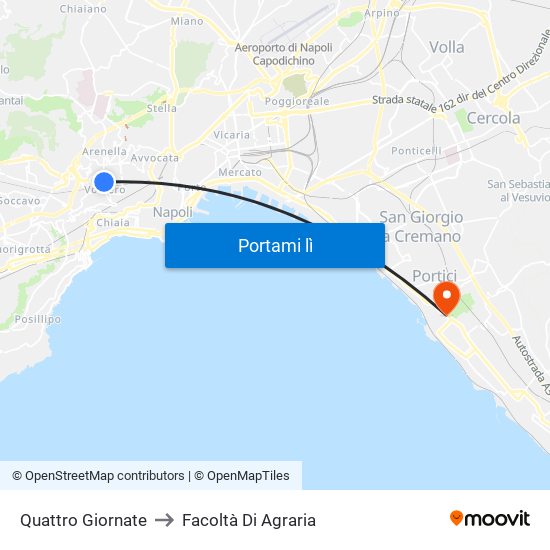 Quattro Giornate to Facoltà Di Agraria map