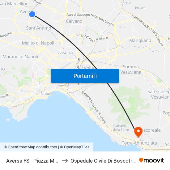 Aversa FS - Piazza Mazzini to Ospedale Civile Di Boscotrecase map