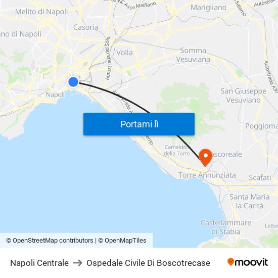 Napoli Centrale to Ospedale Civile Di Boscotrecase map