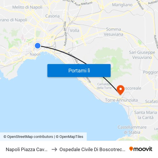 Napoli Piazza Cavour to Ospedale Civile Di Boscotrecase map