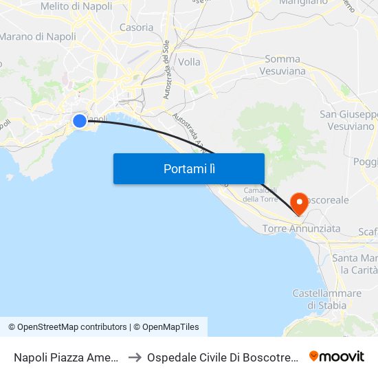 Napoli Piazza Amedeo to Ospedale Civile Di Boscotrecase map