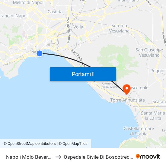 Napoli Molo Beverello to Ospedale Civile Di Boscotrecase map