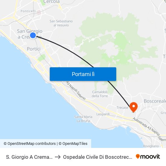 S. Giorgio A Cremano to Ospedale Civile Di Boscotrecase map