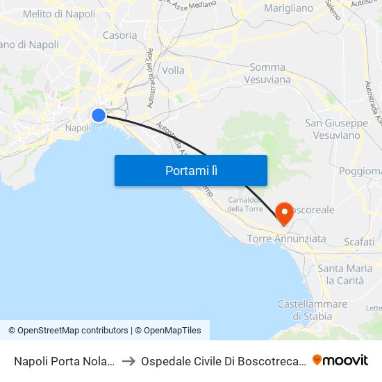 Napoli Porta Nolana to Ospedale Civile Di Boscotrecase map