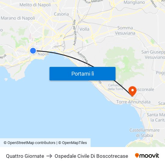 Quattro Giornate to Ospedale Civile Di Boscotrecase map