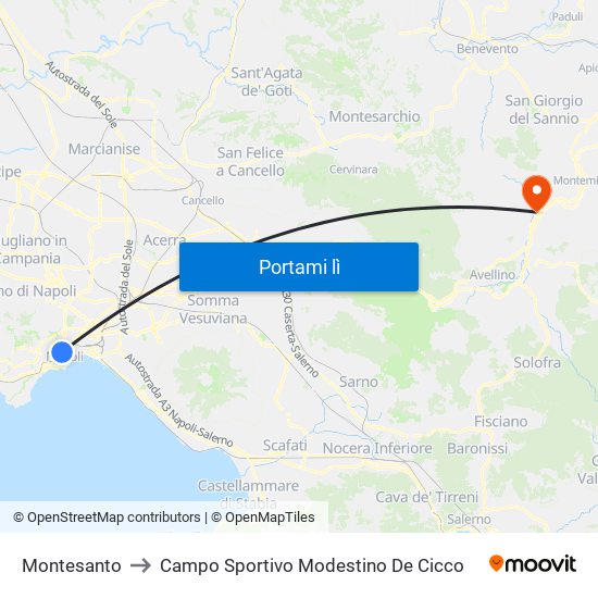Montesanto to Campo Sportivo Modestino De Cicco map