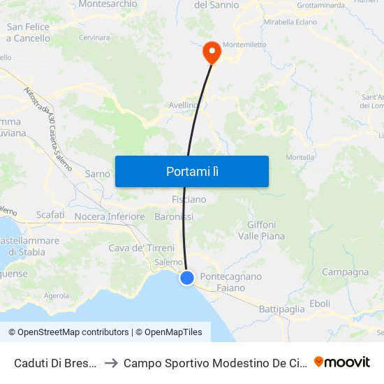 Caduti Di Brescia to Campo Sportivo Modestino De Cicco map