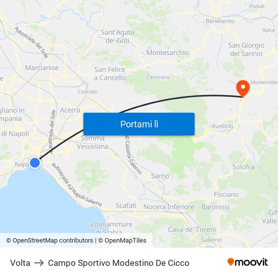 Volta to Campo Sportivo Modestino De Cicco map