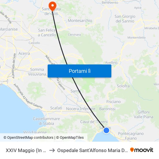XXIV Maggio  (In Salita) to Ospedale Sant'Alfonso Maria De' Liguori map
