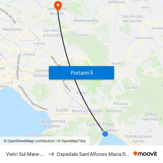 Vietri Sul Mare-Amalfi to Ospedale Sant'Alfonso Maria De' Liguori map