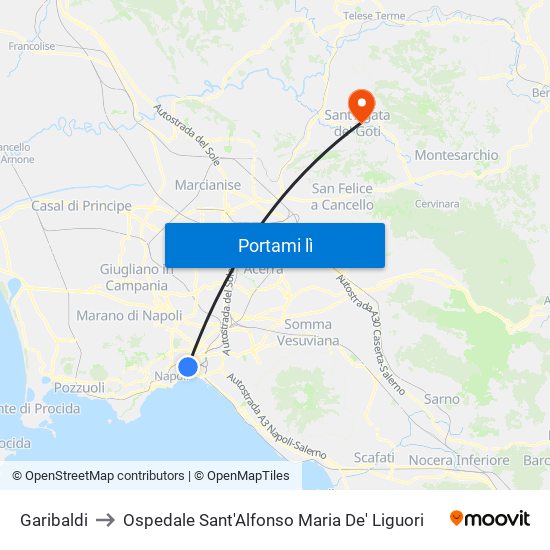 Garibaldi to Ospedale Sant'Alfonso Maria De' Liguori map