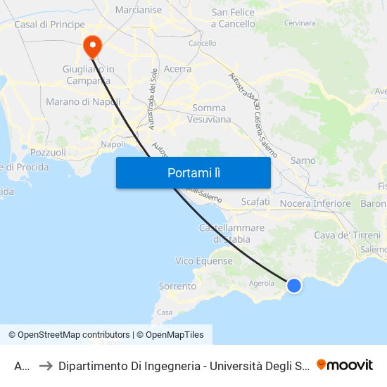 Amalfi to Dipartimento Di Ingegneria - Università Degli Studi Della Campania Luigi Vanvitelli map