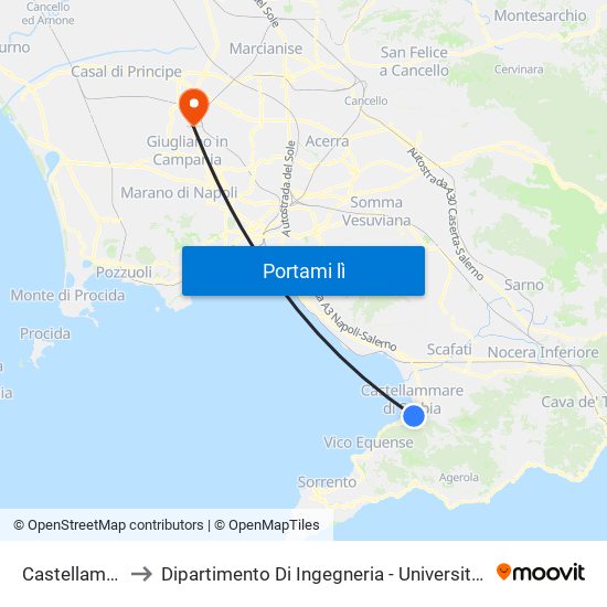 Castellammare Di Stabia to Dipartimento Di Ingegneria - Università Degli Studi Della Campania Luigi Vanvitelli map