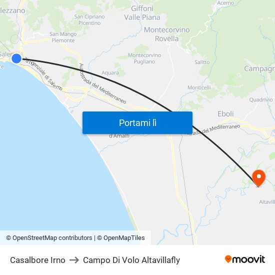 Casalbore Irno to Campo Di Volo Altavillafly map