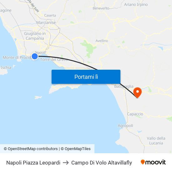 Napoli Piazza Leopardi to Campo Di Volo Altavillafly map