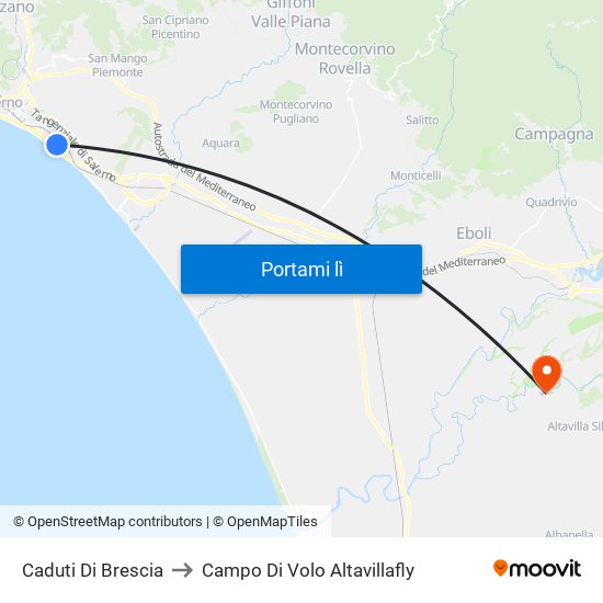 Caduti Di Brescia to Campo Di Volo Altavillafly map