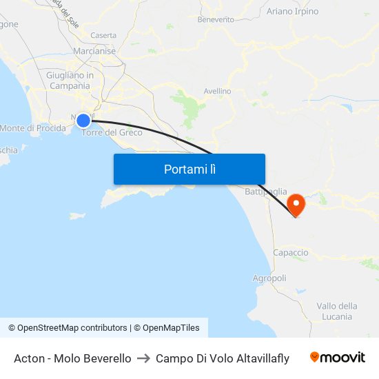 Acton - Molo Beverello to Campo Di Volo Altavillafly map