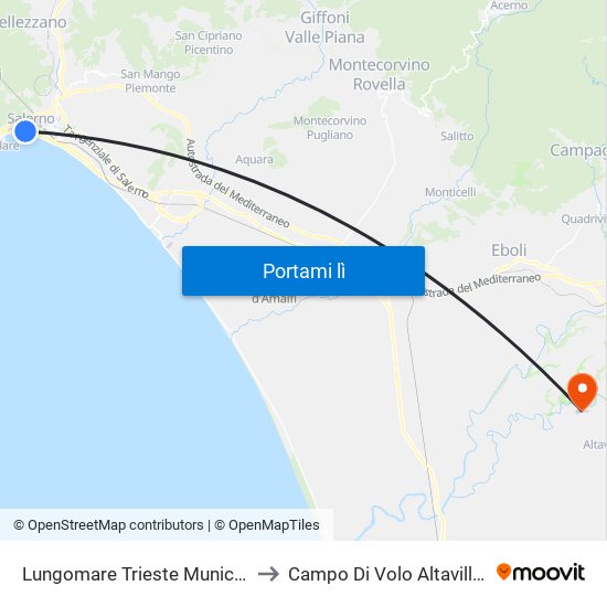 Lungomare Trieste Municipio to Campo Di Volo Altavillafly map