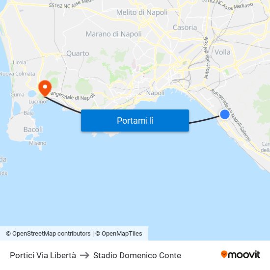 Portici Via Libertà to Stadio Domenico Conte map