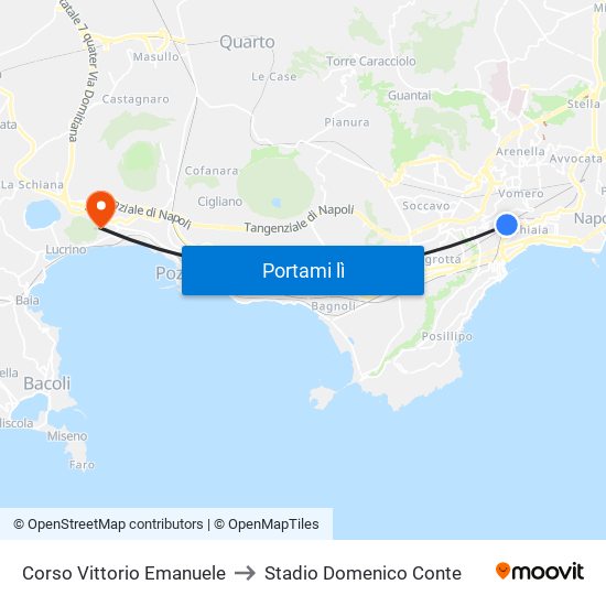 Corso Vittorio Emanuele to Stadio Domenico Conte map