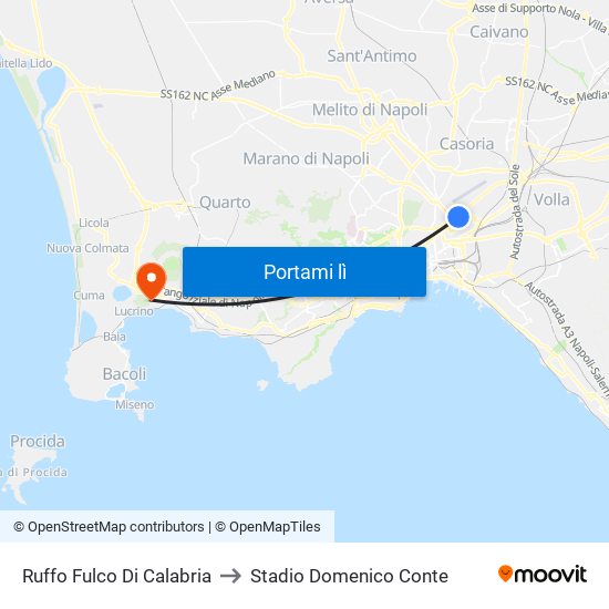 Ruffo Fulco Di Calabria to Stadio Domenico Conte map