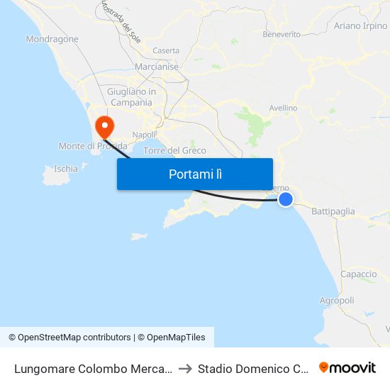 Lungomare Colombo Mercatello to Stadio Domenico Conte map