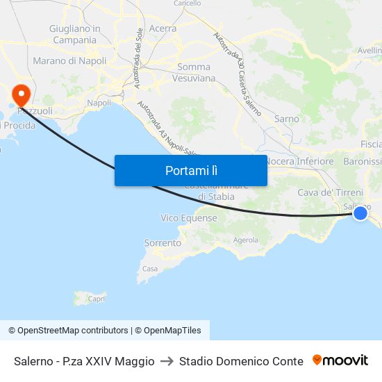 Salerno - P.za XXIV Maggio to Stadio Domenico Conte map