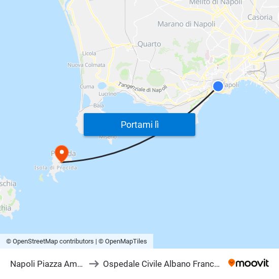 Napoli Piazza Amedeo to Ospedale Civile Albano Francescano map