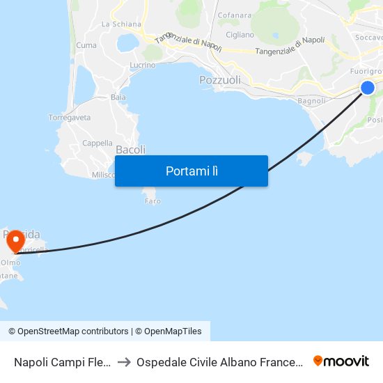 Napoli Campi Flegrei to Ospedale Civile Albano Francescano map