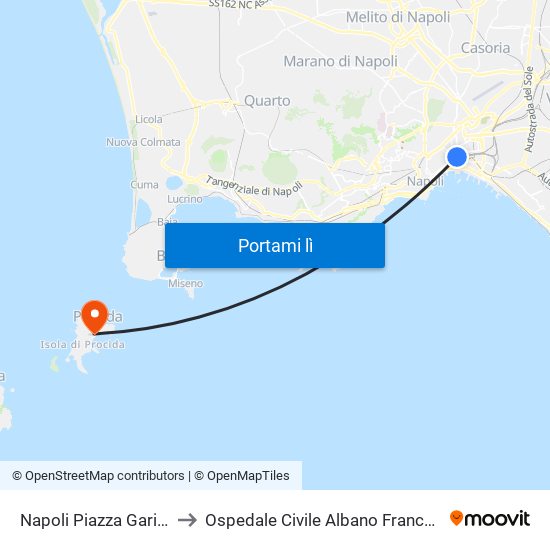 Napoli Piazza Garibaldi to Ospedale Civile Albano Francescano map