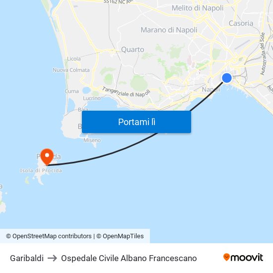 Garibaldi to Ospedale Civile Albano Francescano map