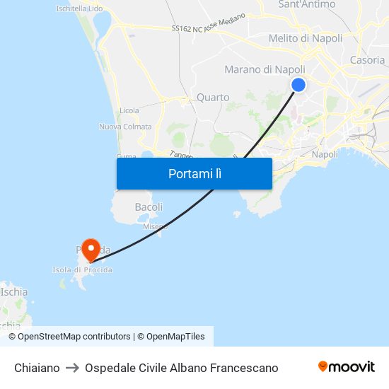 Chiaiano to Ospedale Civile Albano Francescano map