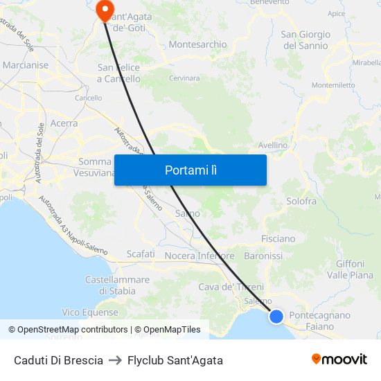 Caduti Di Brescia to Flyclub Sant'Agata map