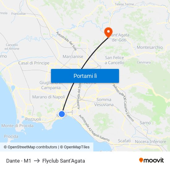 Dante - M1 to Flyclub Sant'Agata map