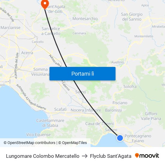 Lungomare Colombo Mercatello to Flyclub Sant'Agata map