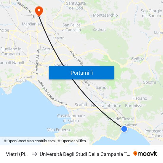 Vietri (Piazza) to Università Degli Studi Della Campania ""Luigi Vanvitelli"" map