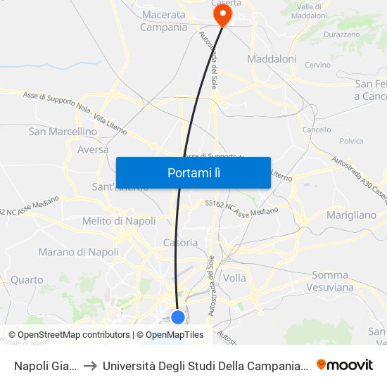 Napoli Gianturco to Università Degli Studi Della Campania ""Luigi Vanvitelli"" map