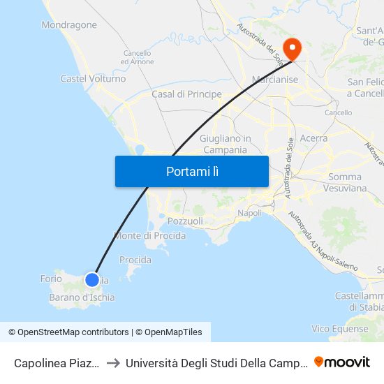 Capolinea Piazzale Trieste to Università Degli Studi Della Campania ""Luigi Vanvitelli"" map