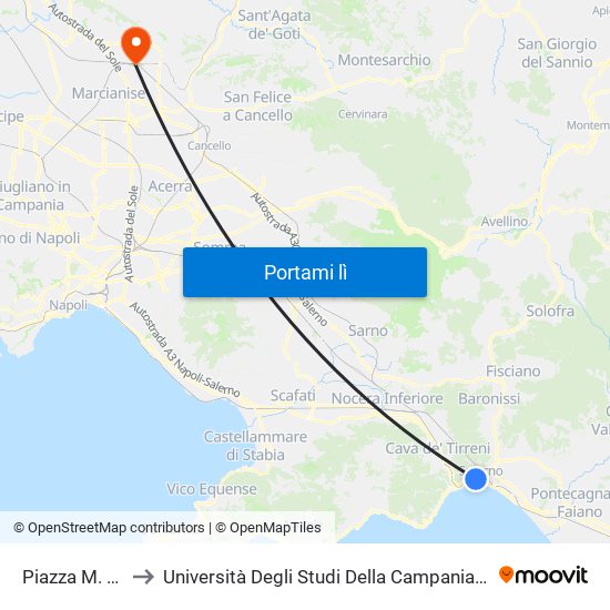 Piazza M. Luciani to Università Degli Studi Della Campania ""Luigi Vanvitelli"" map