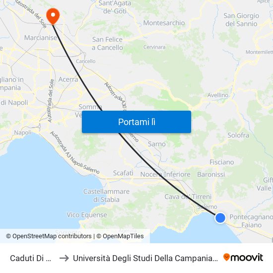 Caduti Di Brescia to Università Degli Studi Della Campania ""Luigi Vanvitelli"" map