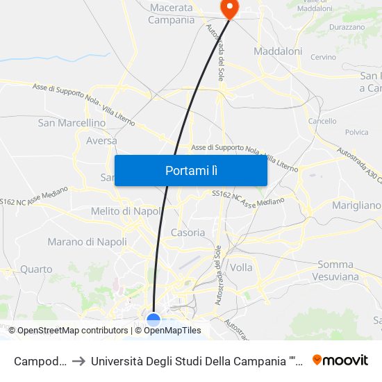 Campodisola to Università Degli Studi Della Campania ""Luigi Vanvitelli"" map