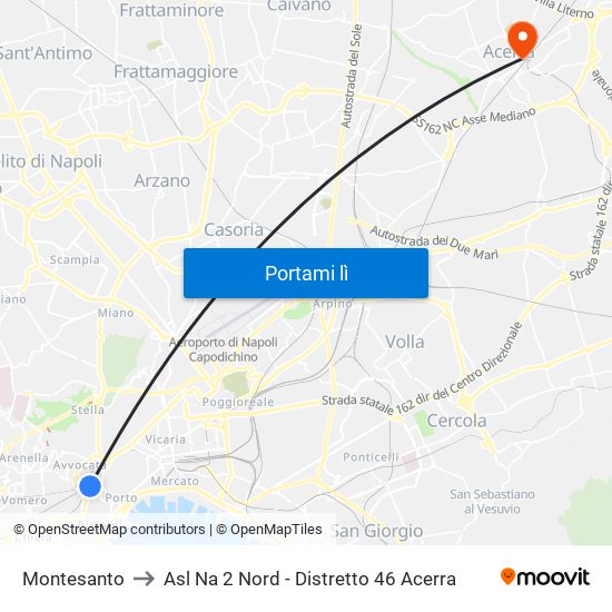 Montesanto to Asl Na 2 Nord - Distretto 46 Acerra map