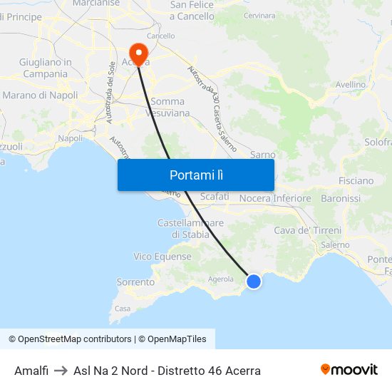 Amalfi to Asl Na 2 Nord - Distretto 46 Acerra map