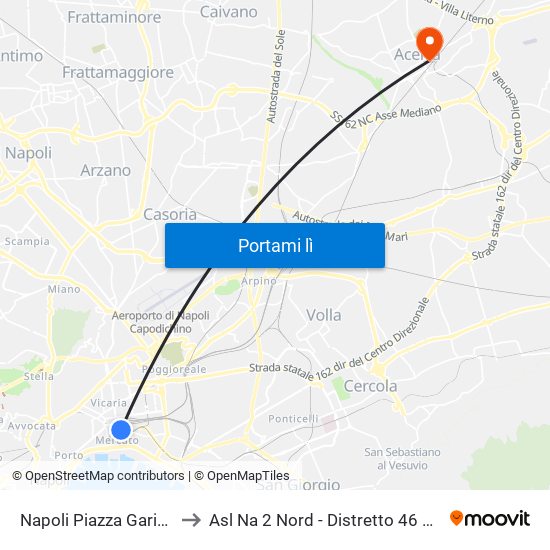 Napoli Piazza Garibaldi to Asl Na 2 Nord - Distretto 46 Acerra map